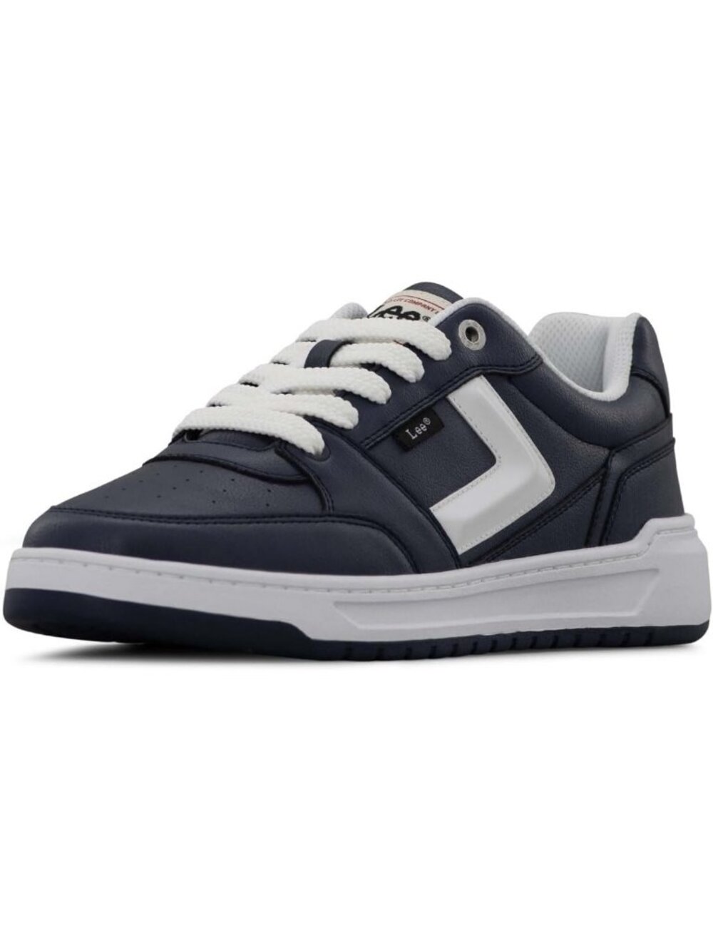 Lee Men's Navy White Imported Rubber Faux Leather Adjustable Lace Up Sneakers